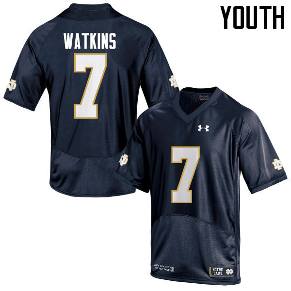 Youth #7 Nick Watkins Notre Dame Fighting Irish College Football Jerseys-Navy Blue